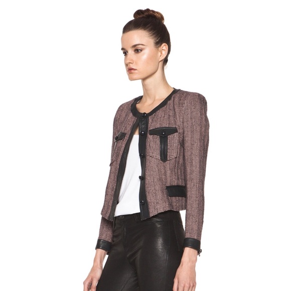ISABEL MARANT Kacie Wool-Blend Tweed Jacket in Dusty Pink Small XS - Picture 3 of 5